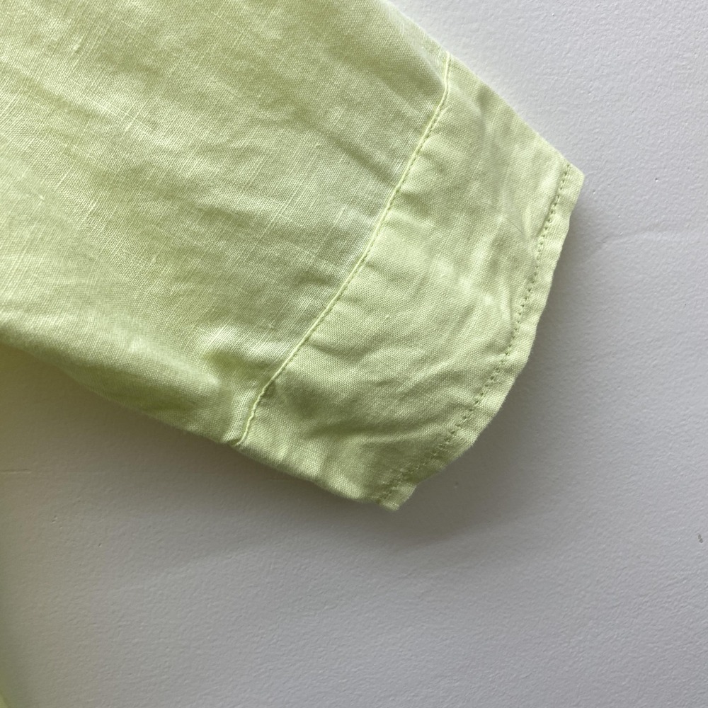Deane White Shirt Womens 1X Yellow Linen Button Up 3/4 Sleeve Lightweight Pocket - Picture 6 of 12